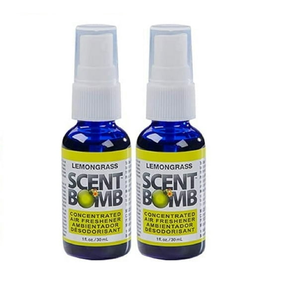 Scent Bomb Air Freshener Spray, 100 % Oil Based Concentrated Air Freshener, Air Freshener Spray for Car, Room, Bathroom and Odor Eliminator, Lemongrass, 2 Pack