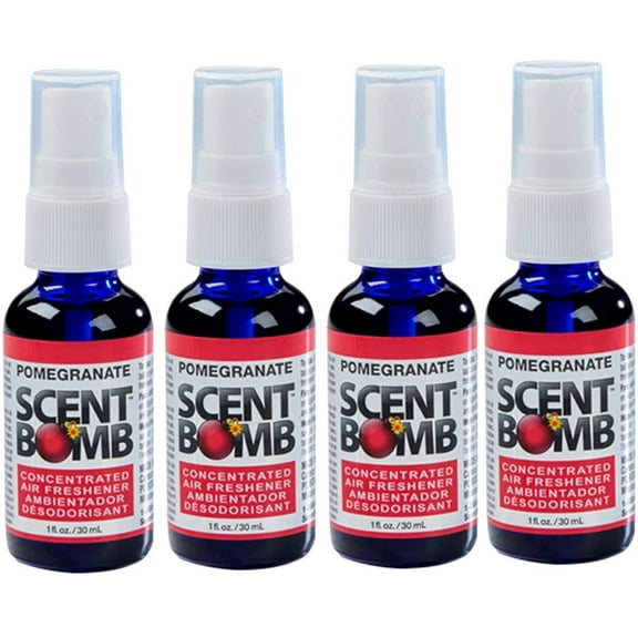 Scent Bomb Air Freshener Spray, 100 % Oil Based Concentrated Air Freshener, Air Freshener Spray for Car, Room, Bathroom and Odor Eliminator, Pomegranate, 4 Pack