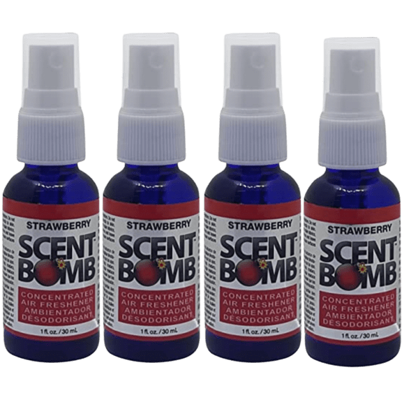 Scent Bomb Air Freshener Spray, 100 % Oil Based Concentrated Air Freshener, Air Freshener Spray for Car, Room, Bathroom and Odor Eliminator, Strawberry, 4 Pack
