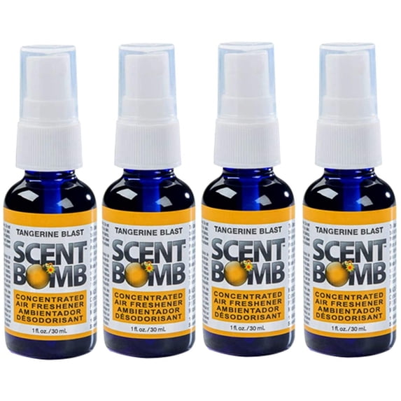 Scent Bomb Air Freshener Spray, 100 % Oil Based Concentrated Air Freshener, Air Freshener Spray for Car, Room, Bathroom and Odor Eliminator, Tangerine Blast, 4 Pack