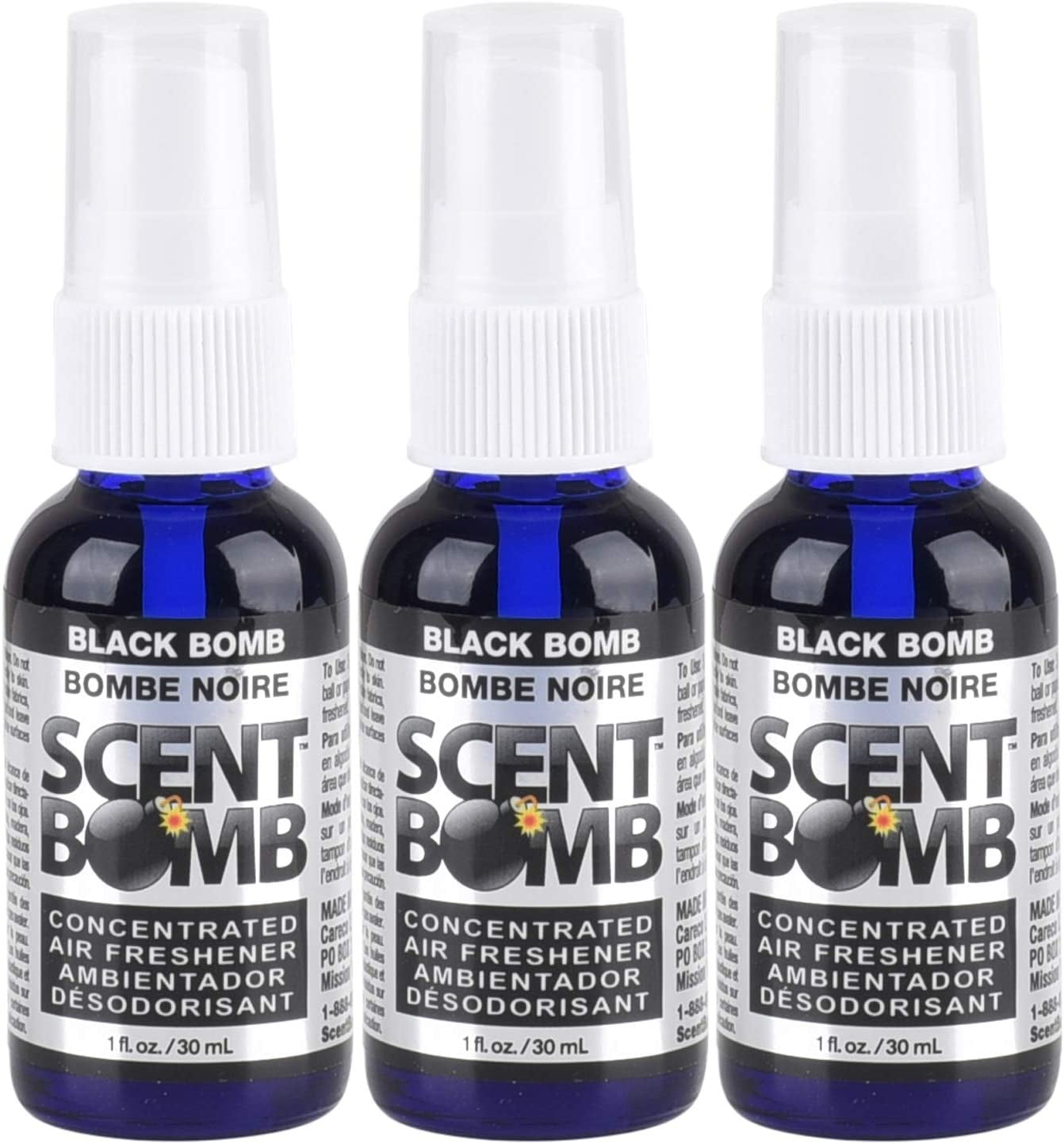 Scent Bomb Air Freshener Spray, 100 % Oil Based Concentrated Air Freshener,  Air Freshener Spray for Car, Room, Bathroom and Odor Eliminator, Black  Bomb, 3 Pack 