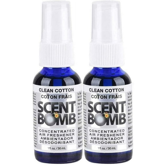 Scent Bomb Air Freshener Spray, 100 % Oil Based Concentrated Air Freshener, Air Freshener Spray for Car, Room, Bathroom and Odor Eliminator, Clean Cotton, 2 Pack