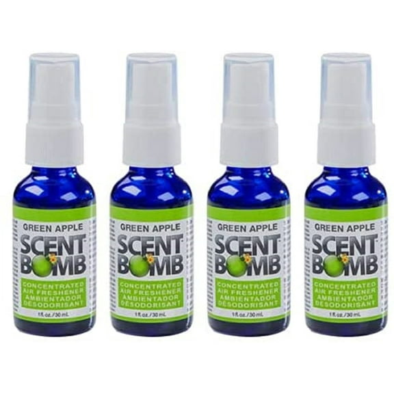 Scent Bomb Air Freshener Spray, 100 % Oil Based Concentrated Air Freshener, Air Freshener Spray for Car, Room, Bathroom and Odor Eliminator, Green Apple, 4 Pack