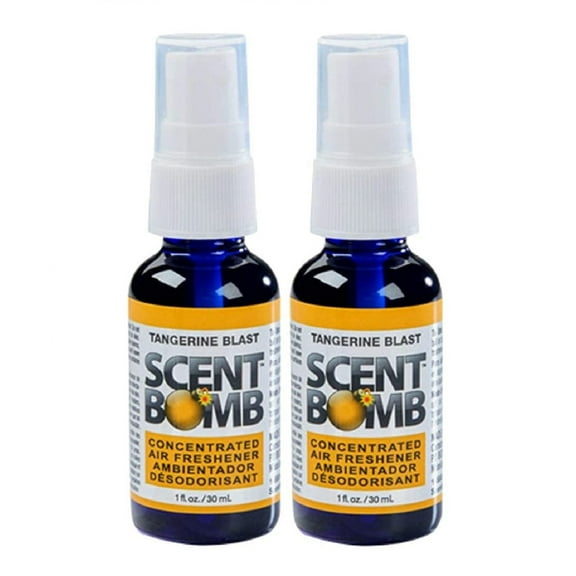 Scent Bomb Air Freshener Spray, 100 % Oil Based Concentrated Air Freshener, Air Freshener Spray for Car, Room, Bathroom and Odor Eliminator, Tangerine Blast, 2 Pack
