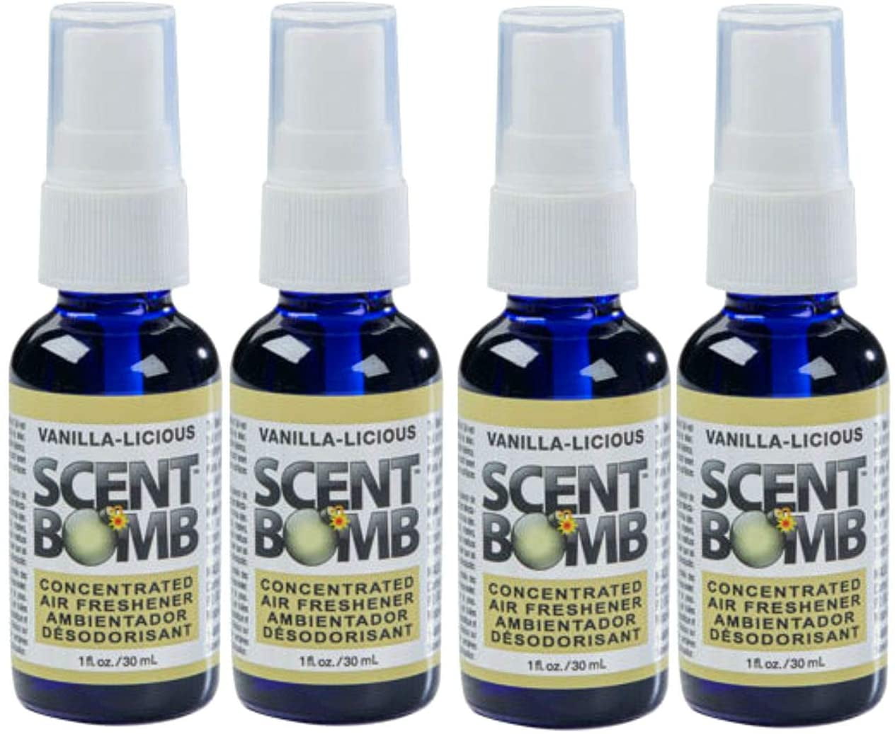 Scent Bomb Air Freshener Spray, 100% Oil Based, Vanilla, 4 Pack, Car ...