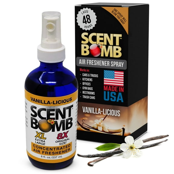 Scent Bomb Vanilla-liscious Air Freshener 8 oz Spray, Long-Lasting Odor Eliminator for Home & Car, Effective Deodorizer Spray for Kitchen, Bathroom, Fresh Room Spray & Smell Neutralizer