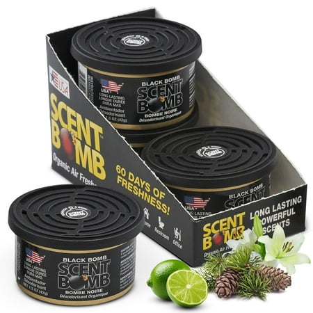 Scent Bomb Black Bomb Organic Spill-Proof Air Freshener Cans – Natural Odor Eliminator for Car, Home, and Bathroom – Long-Lasting, Non-Toxic, Fresh Scent – Ideal for Any Room or Vehicle - 4 Pack