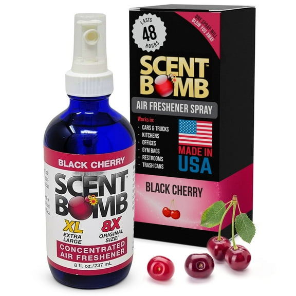 Scent Bomb Black Cherry Air Freshener 8 oz Spray, Long-Lasting Odor Eliminator for Home & Car, Effective Deodorizer Spray for Kitchen, Bathroom, Fresh Room Spray & Smell Neutralizer
