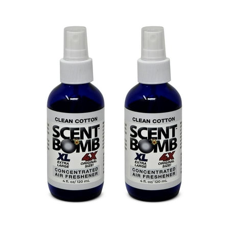 Scent Bomb Clean Cotton Air Freshener Spray 4 oz 2-Pack, Long-Lasting Odor Eliminator for Home & Car, Effective Deodorizer Spray for Kitchen, Bathroom, Fresh Room Spray & Smell Neutralizer
