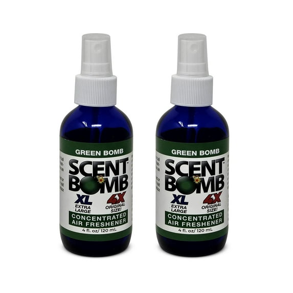 Scent Bomb Green Bomb Air Freshener 4 oz Spray 2-Pack, Long-Lasting Odor Eliminator for Home & Car, Effective Deodorizer Spray for Kitchen, Bathroom, Fresh Room Spray & Smell Neutralizer