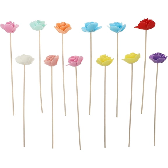 Scent Diffuser 12pcs Diffuser Sticks Mixed Color Flowers Rattan Reed Essential Oil Aroma Diffuser Sticks Rattan Volatile Rods for Aroma Fragrance Air Diffuser