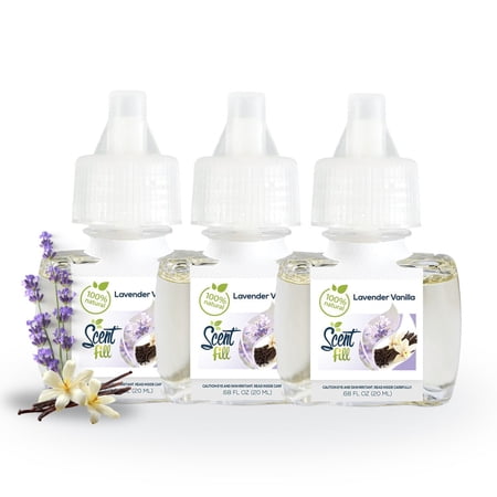 Scent Fill 100% Natural Lavender Vanilla Plug in Refill Air Freshener, 3 Scented Oil Refills