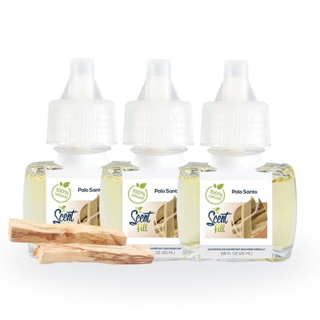 Scent Fill 100% Natural Palo Santo Plug in Refill Air Freshener, 3 Scented Oil Refills
