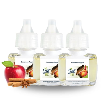 Scent Fill Apple Cinnamon Plug in Refill Air Freshener, 3 Scented Oil Refills