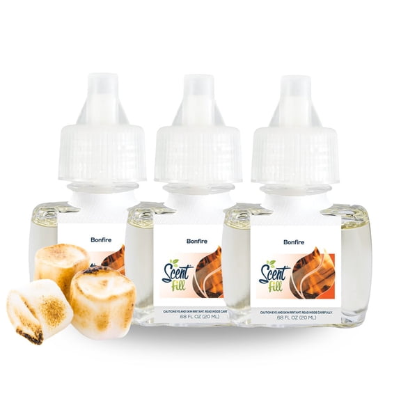 Scent Fill Bonfire Plug in Air Freshener, 3 Scented Oil Refills