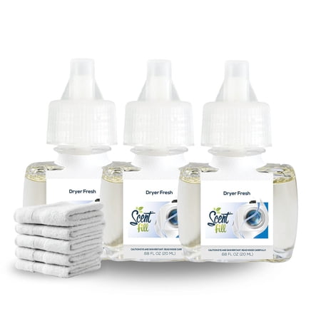 Scent Fill Dryer Fresh Plug in Refill Air Freshener, 3 Scented Oil Refills