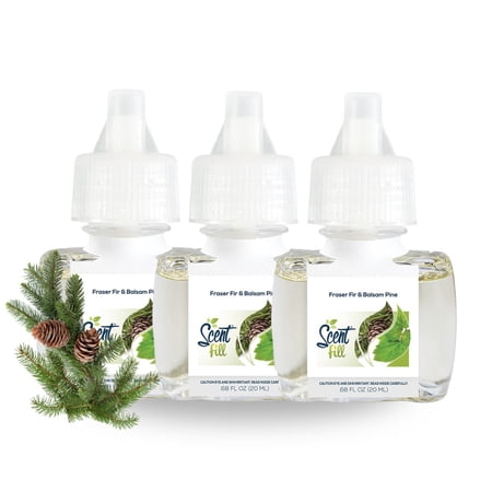 Scent Fill Fraser Fir & Balsam Plug in Refill Pine Air Freshener, 3 Scented Oil Refills