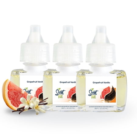 Scent Fill Grapefruit Vanilla Plug in Refill Air Freshener, 3 Scented Oil Refills