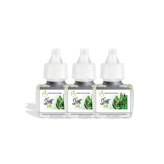 Scent Fill Green Clover & Aloe Plug in Air Freshener, 3 Scented Oil Refills