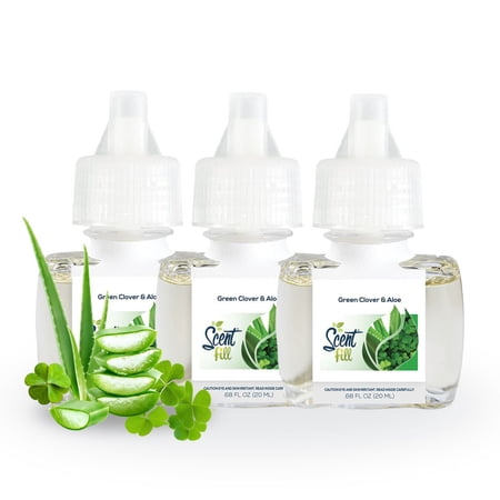 Scent Fill Green Clover & Aloe Plug in Air Freshener, 3 Scented Oil Refills