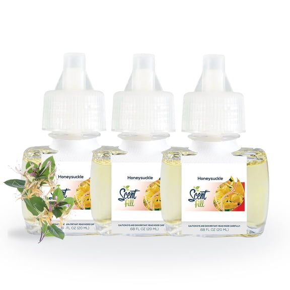 Scent Fill Honeysuckle Plug in Air Freshener, 3 Scented Oil Refills