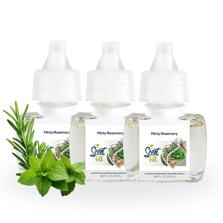 Scent Fill Minty Rosemary Plug in Refill Air Freshener, 3 Scented Oil Refills