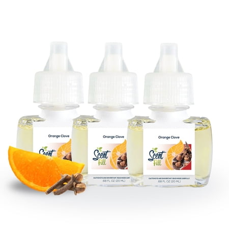 Scent Fill Orange Clove Plug in Refill Air Freshener, 3 Scented Oil Refills