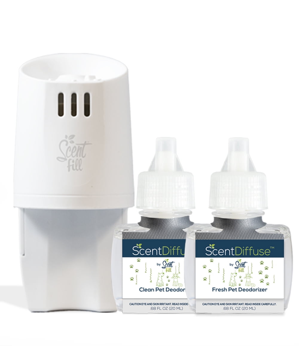 Scent Fill Pet Odor Deodorizing Air Freshener Starter Kit, 2 Refills + Diffuser