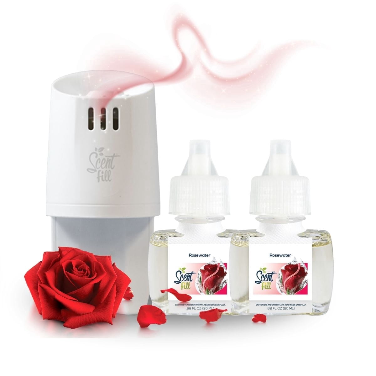 Diffucer Fad Scent Fill Rosewater Plug in Air Freshener, Scented Oil Refills, 2 Plug ...