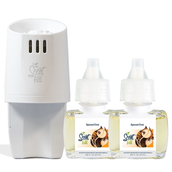 Scent Fill Spiced Chai Plug in Air Freshener, Scented Oil Refills, 2 Refills + Diffuser