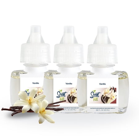 Scent Fill Vanilla Plug in Air Freshener, 3 Scented Oil Refills