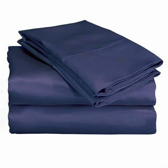 Scent-Sation Twin Charmeuse Acetate Satin Sheet Set, Navy