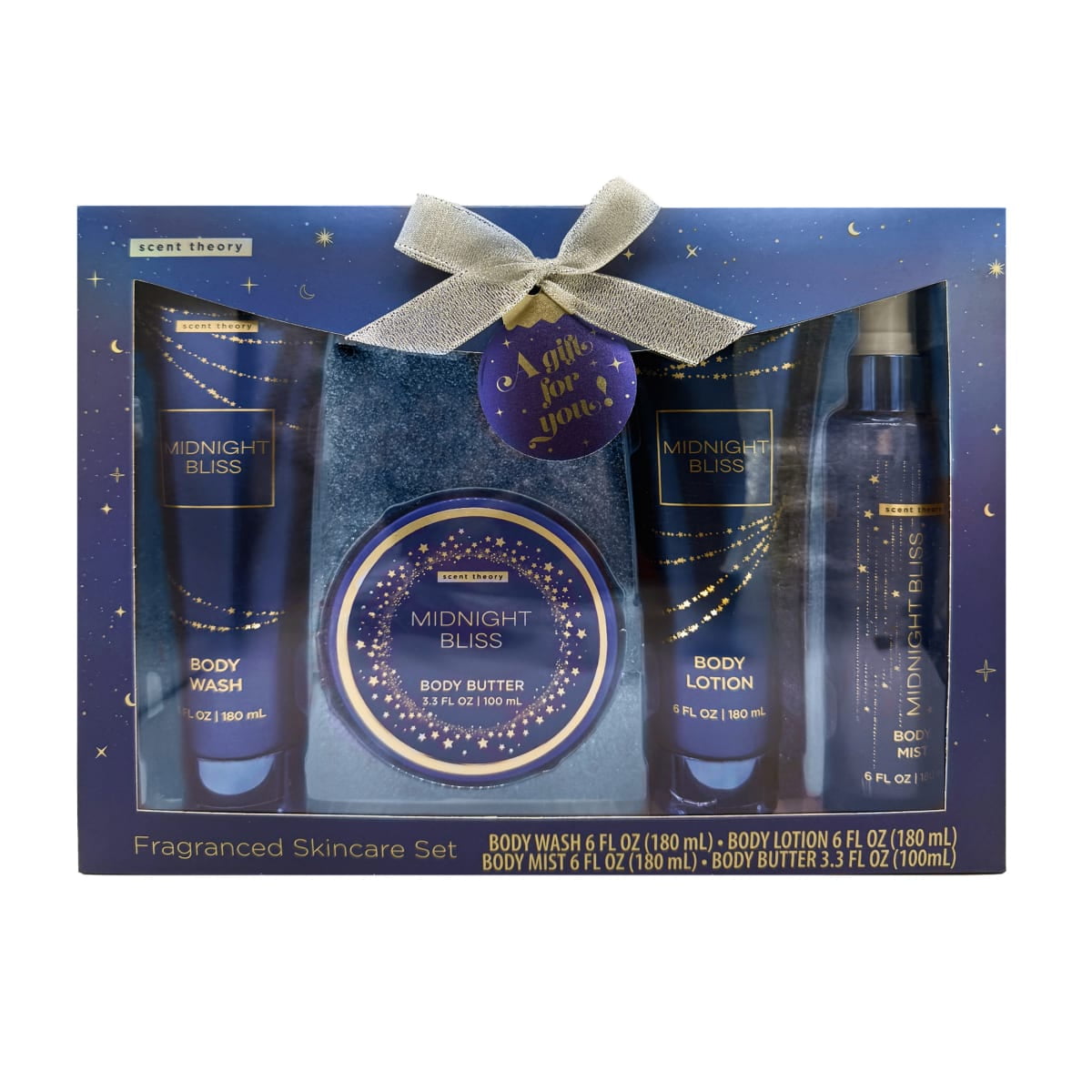 Scent Theory Midnight Bliss Holiday Skincare Gift Set, 4 Piece