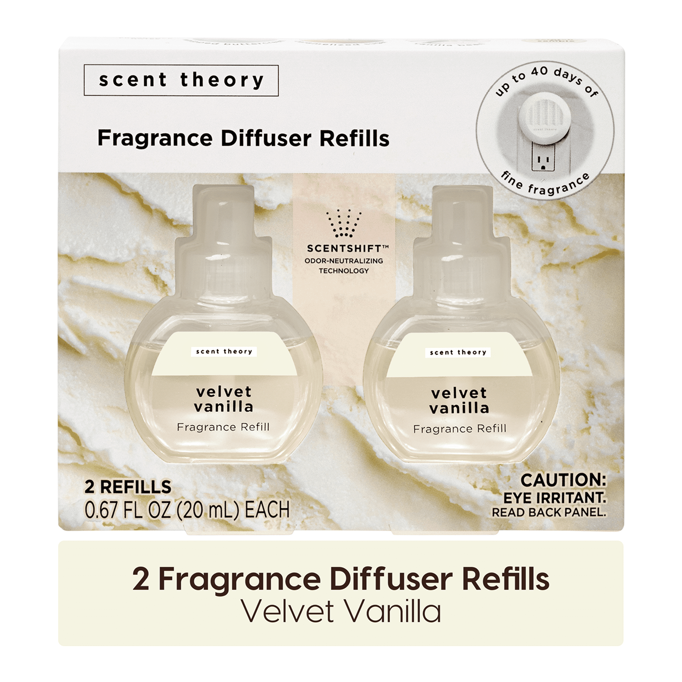 Scent Theory Fragrance Diffuser Refills, Velvet Vanilla, 0.67 oz, 2 Pack