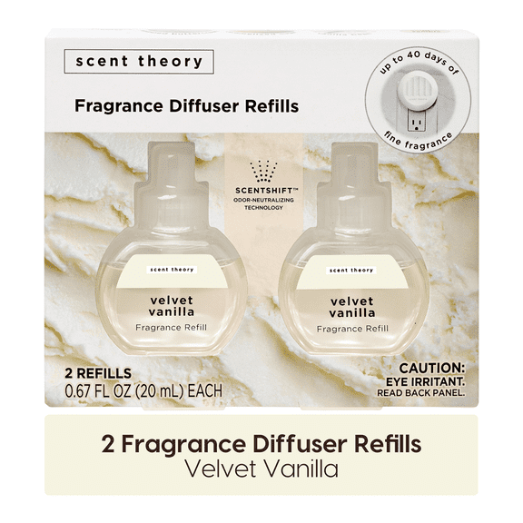Scent Theory Fragrance Diffuser Refills, Velvet Vanilla, 0.67 oz, 2 Pack