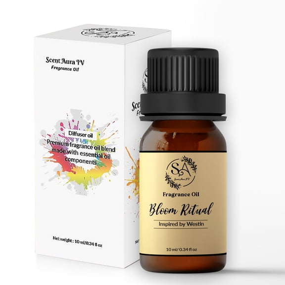 ScentAura IV Bloom Ritual Fragrance Oil Inspired by Westin (0.34 Fl Oz|10ml, Top Notes: Mandarin, Bergamot, petitgrain Middle Notes: Tea, Violet, Jasmine Base Notes: powdery Scent, Ambergris, Amber)
