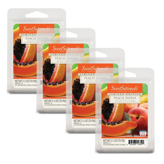 ScentSationals 2.5 oz Peach Papaya Scented Wax Melts, 4-Pack