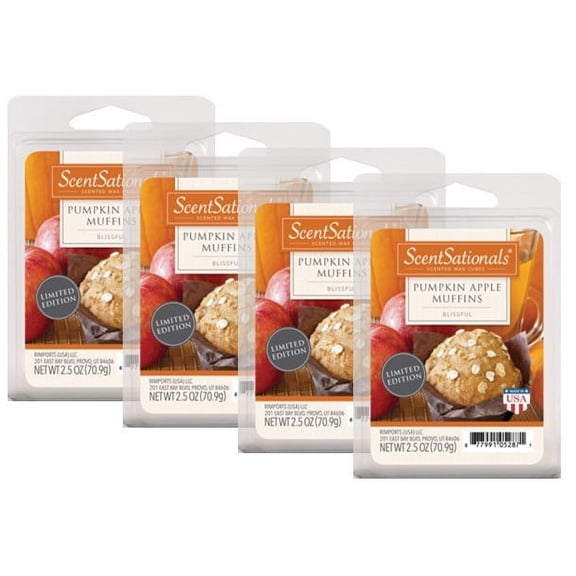 ScentSationals 2.5 oz Pumpkin Apple Muffins Scented Wax Melts, 4-Pack