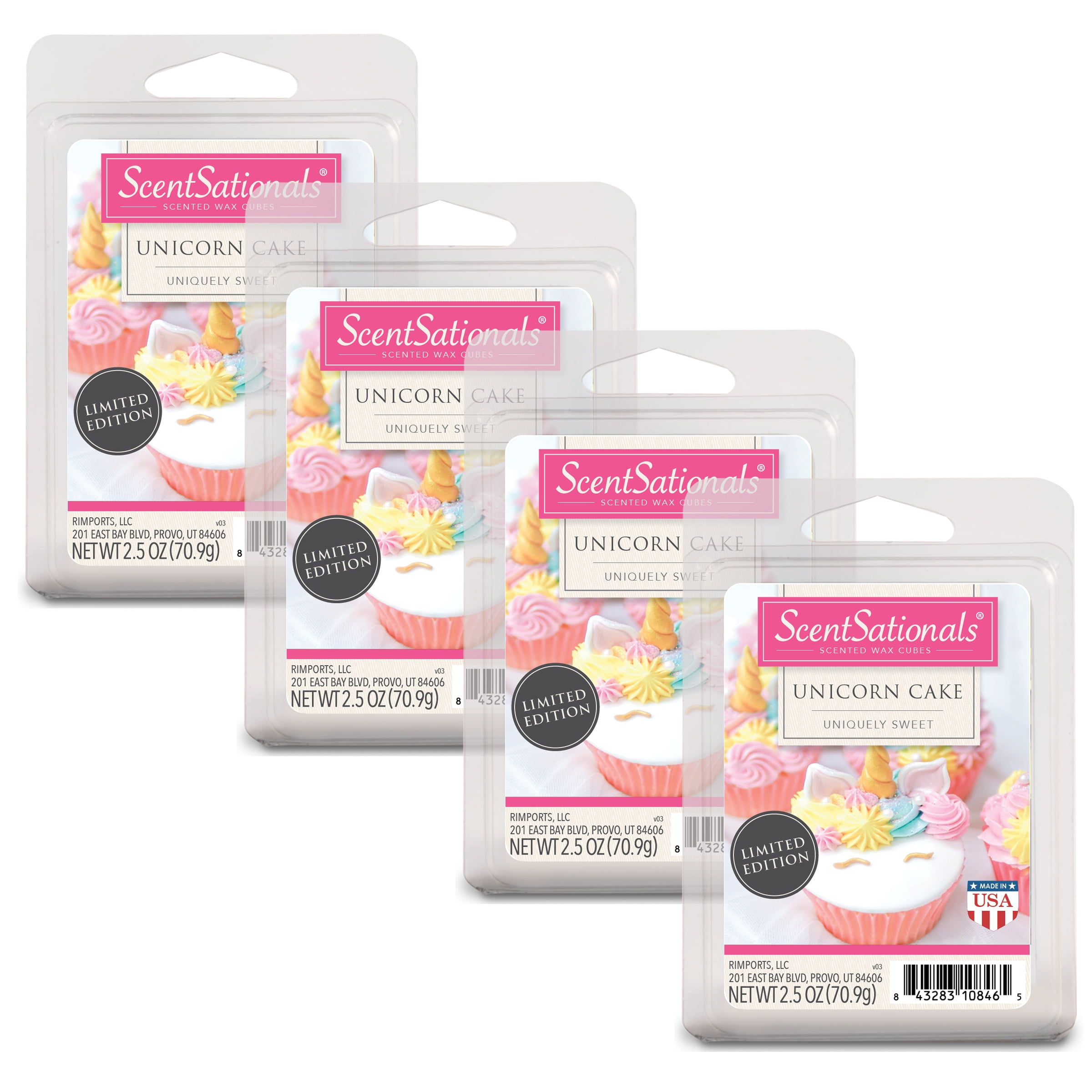 ScentSationals 2.5 oz Unicorn Cake Scented Wax Melts, 4-Pack