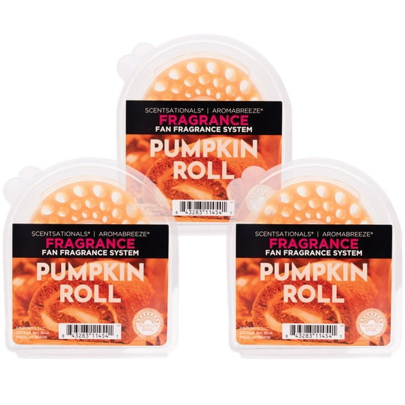 ScentSationals AromaBreeze Scented Wax Discs - Long Lasting Fragrance Wax Air Freshener for Aromabreeze Fan Units - Strong Scent, 3 Fragrance Wax Discs - Pumpkin Roll