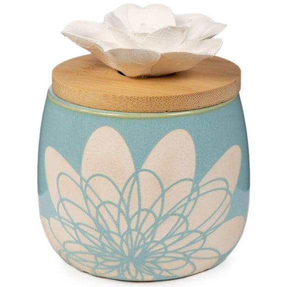 ScentSationals Ceramic Flower Essential Oil Diffuser - Passive Wicking Aromatherapy Diffuser for Living Room or Bedroom - No Power Home Fragrance Diffuser for Scented Essential Oils - Sophia