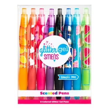 Scentco Glitter Gel Pens, Medium, Assorted Ink Colors, 8 Count