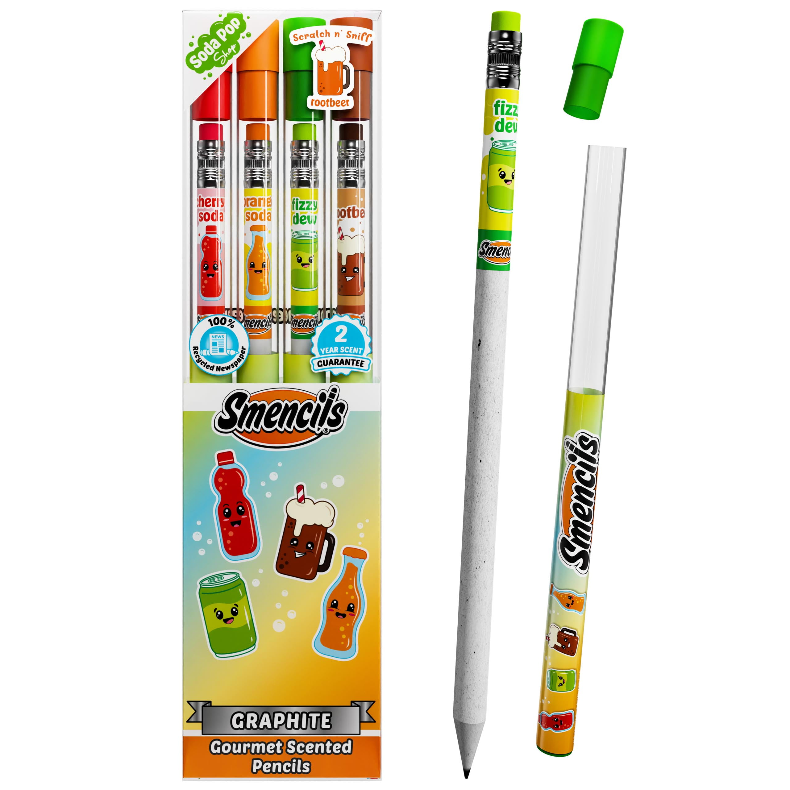 Scentco, Scented Pencils, Soda Pop Smencils 4-Pack, 2mm Lead