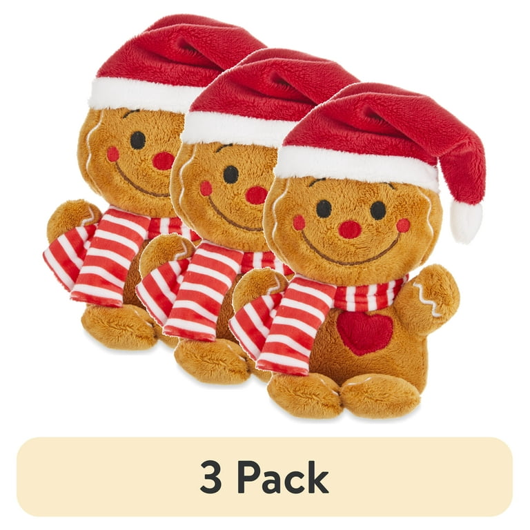 3 pack Scented Brown Gingerbread Man with Scarf Plush Child s Toy 5.75