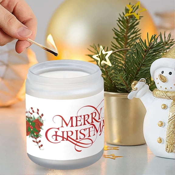 Orange Lemon Scented Candle with Christmas Candy Cane Design, 7 oz Wax Fill, 16.9 oz Total Weight