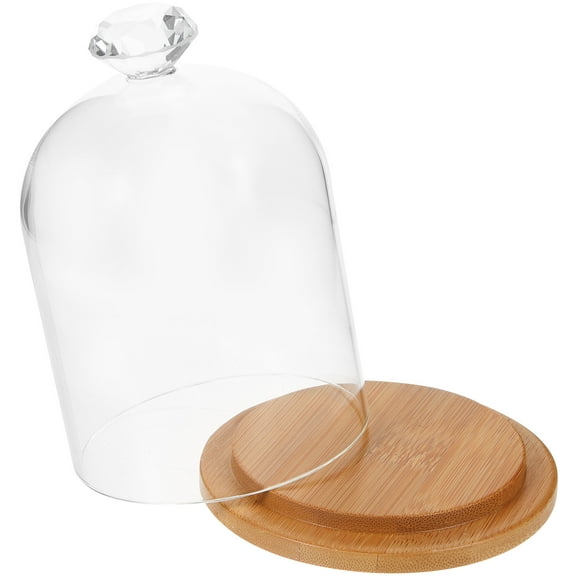 Scented Candle Cover Glass Dome with Base Decor Clay Decorate Desktop Display Holder Dried Flower Figure