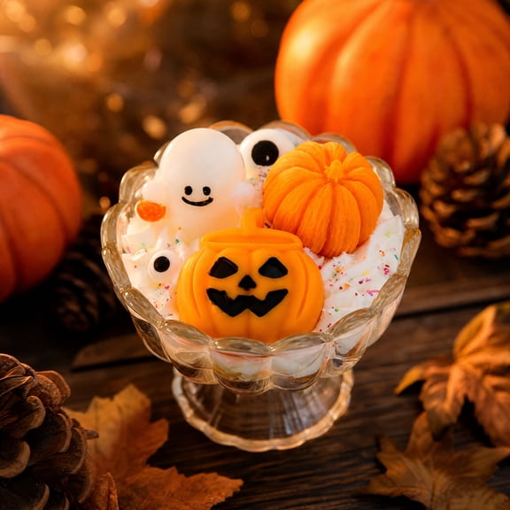 Scented Candle Freesia Scented 1 Pack Halloween Ghost Pumpkin Design Jar Candle for Halloween Party Home Decoration Ideal Holiday Gift for Friends and Family