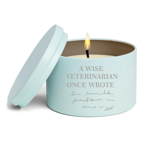 Scented Candle Gift 8oz with Lid A Wise Veterinarian Once Wrote Funny for Vet (Vanilla - Blue)