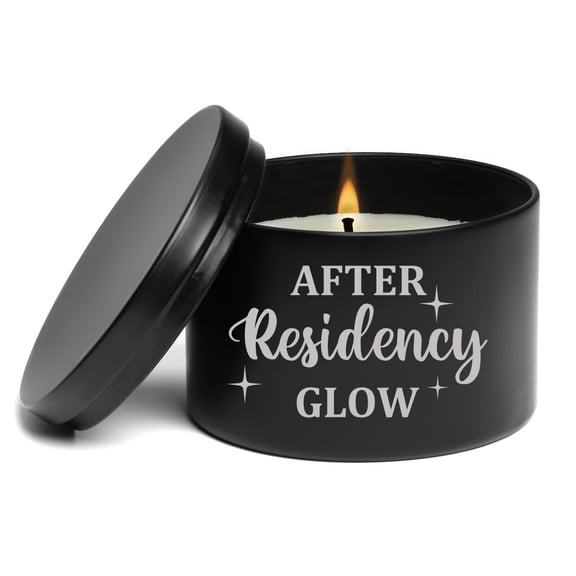 Scented Candle Gift 8oz with Lid After Residency Glow Funny Graduation Med Medical School (Black, Citrus)