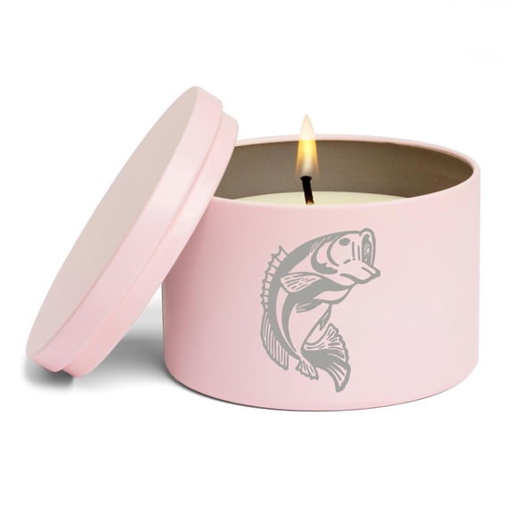 Scented Candle Gift 8oz with Lid Bass Fish (Pink, Lavender)